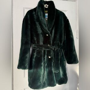 Luxurious Emerald Faux Fur Coat